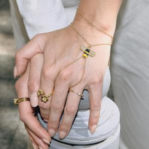Ensembles De Bijoux Pour Femmes En Acier Inoxydable Imperméable Couleur Or, Motif Abeille Naturelle Romantique h5 Image6