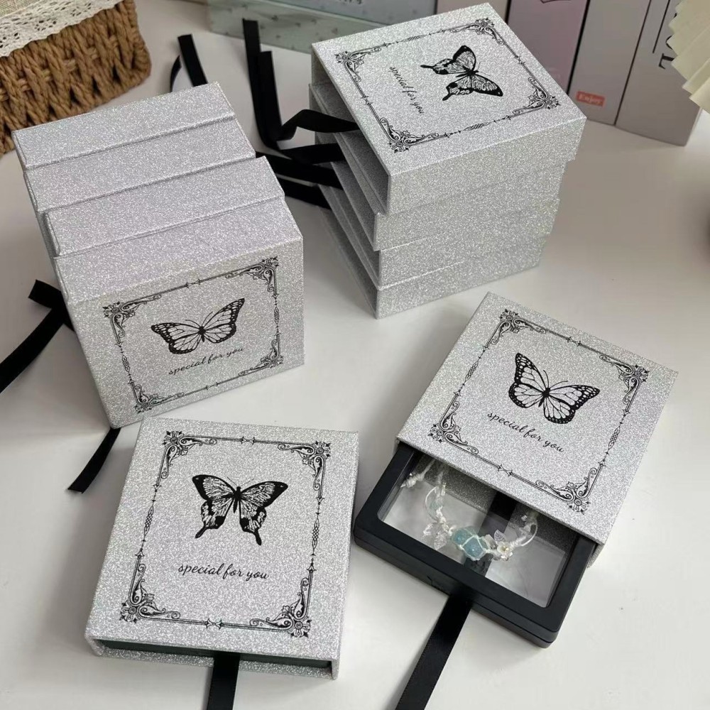 Boîte À Bijoux En Papier Papillon, Logos Personnalisés Disponibles Image2