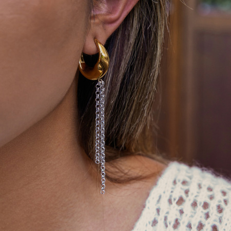 Boucles d'oreilles pendantes minimalistes à pompons, en acier inoxydable étanche, couleur or et argent, pour femme (1 paire). 2