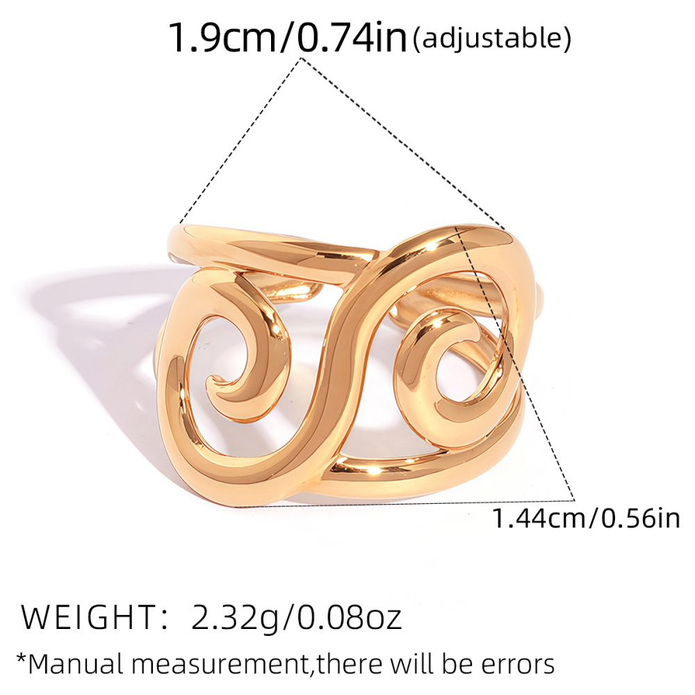 Bague Femme Simple, Décontractée, De Forme Irrégulière, Symbole De L'Infini, En Acier Inoxydable Étanche Couleur Or. Image2