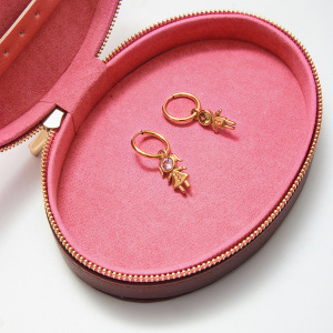 Boucles D'Oreilles Pendantes Romantiques Pour Enfants, En Acier Inoxydable, Étanches, Couleur Or, Avec Zircon, Pour Femmes Et Enfants (1 Paire). h5 Image7