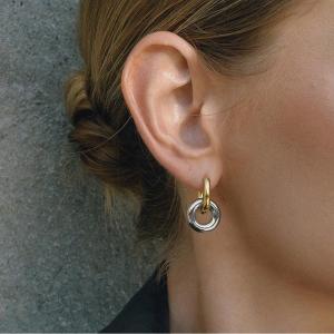 1 Paire De Boucles D'Oreilles Créoles Simples En Acier Inoxydable, Couleurs Or Et Argent, Étanches, Pour Femmes h5 Image4