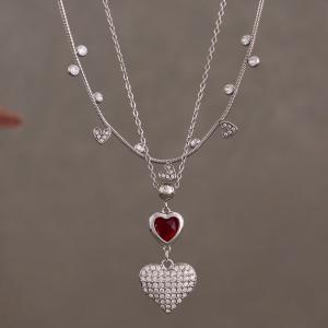 Collier Pendentif Femme En Forme De Cœur Délicat Et Mignon, En Acier Inoxydable Étanche, Couleur Or, Avec Zircon. h5 Image5