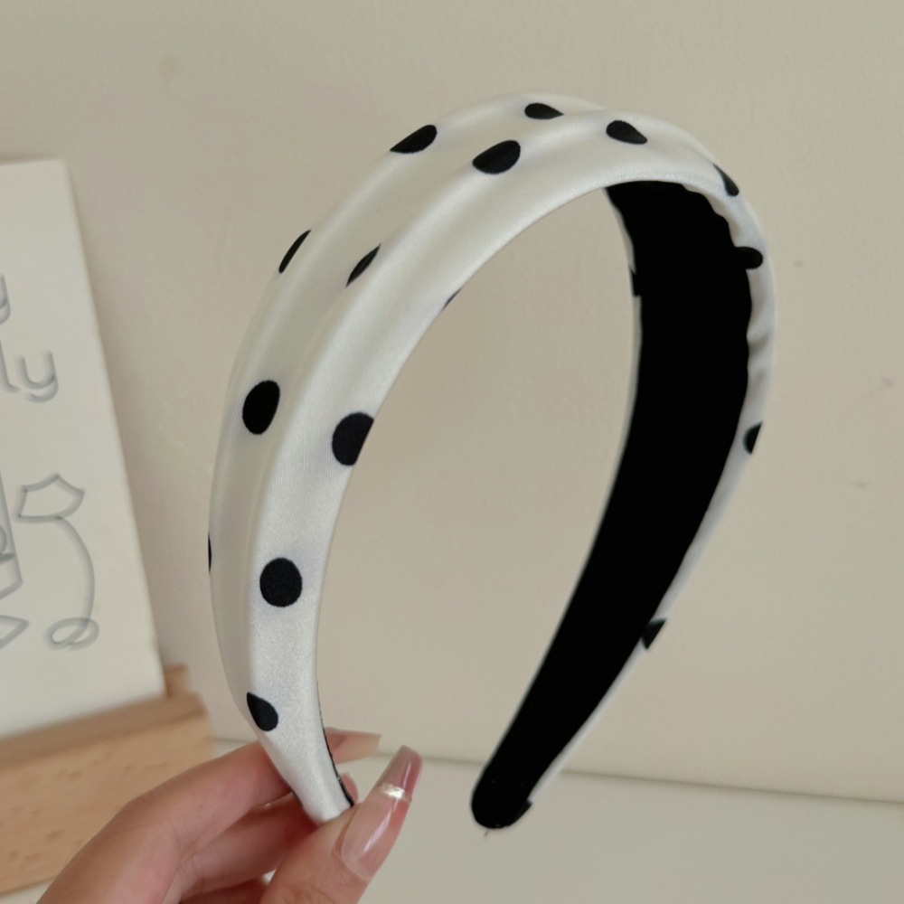 1 Élastique À Cheveux Élégant En Tissu À Pois Pour Femme, Série Simple 