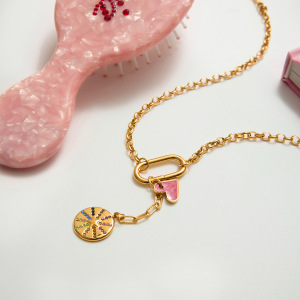 Collier Pendentif Femme Luxueux À Pompons, En Acier Inoxydable Étanche, Couleur Or (1 Pièce) h5 Image5