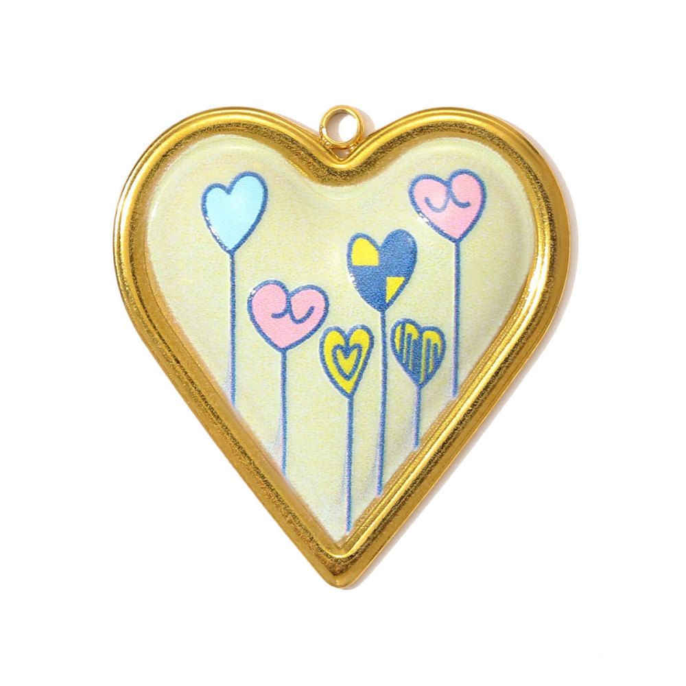 Pendentif Romantique En Forme De Cœur, En Acier Inoxydable Étanche, Couleur Or, Pour Femme (1 Pièce)