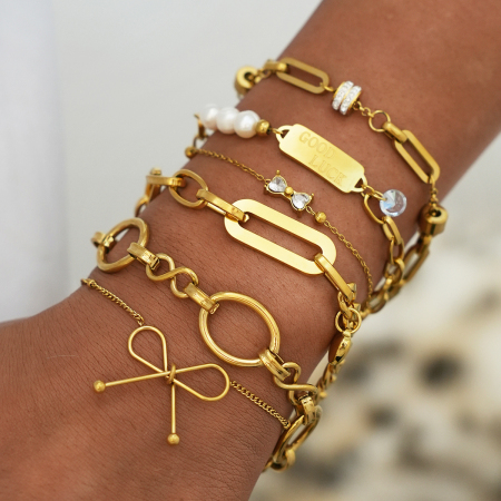 Bracelet chaîne étanche en acier inoxydable pour femme, forme irrégulière, à porter au quotidien (1 pièce). 2
