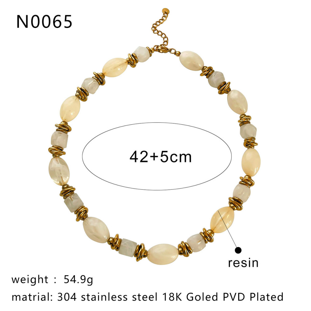 Collier Rétro En Perles De Résine, 1 Pièce Image2