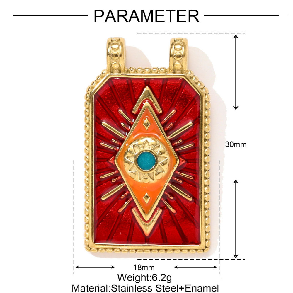 Pendentif De Luxe Pour Femme, En Acier Inoxydable Étanche, Couleur Or, Avec Motif Tarot (1 Pièce) Image2