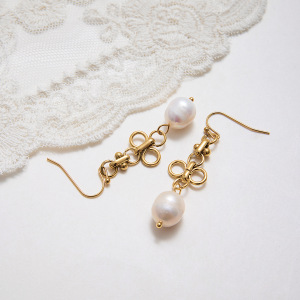 Boucles D'Oreilles Pendantes Élégantes En Acier Inoxydable Doré, Imperméables, Avec Perles, Pour Femme (1 Paire). h5 Image7