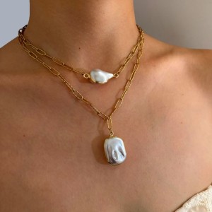 Collier Pendentif Couleur Or Perle 1 Pièce h5 Image3