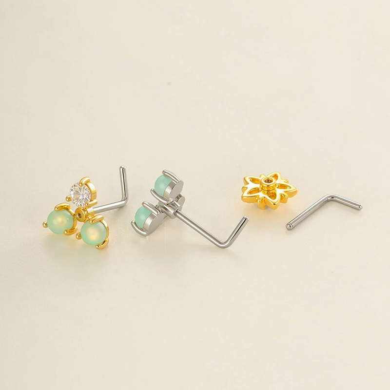 1 Pièce De Clou De Nez En Forme De Fleur En Cuivre Doré Et Zircon Image3