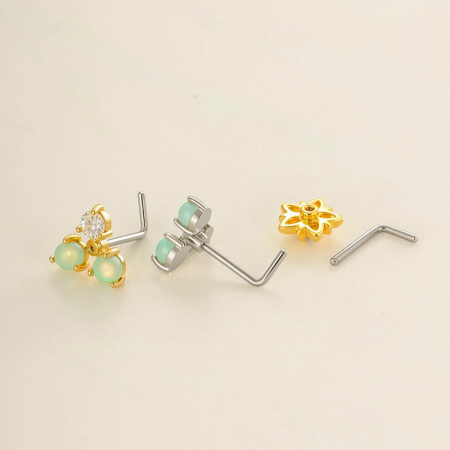 1 pièce de clou de nez en forme de fleur en cuivre doré et zircon 2