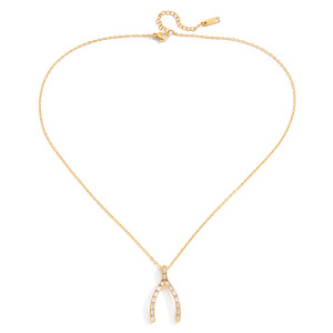 Collier Pendentif Femme En Acier Inoxydable Doré, Forme Irrégulière Classique, Étanche, Avec Zircon. h5