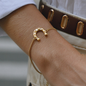 Ensembles De Bijoux Pour Femmes En Acier Inoxydable Imperméable En Forme De Fer À Cheval, Couleur Or, Avec Zircon. h5 Image6