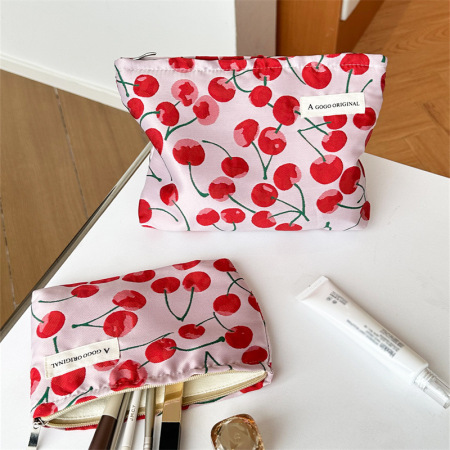 Trousse de maquillage simple pour femme, motif cerise douce, 1 pièce 2