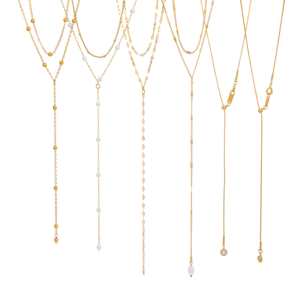 Ensemble De Colliers En Acier Inoxydable Doré, Étanches, Avec Chaîne En Y Image5