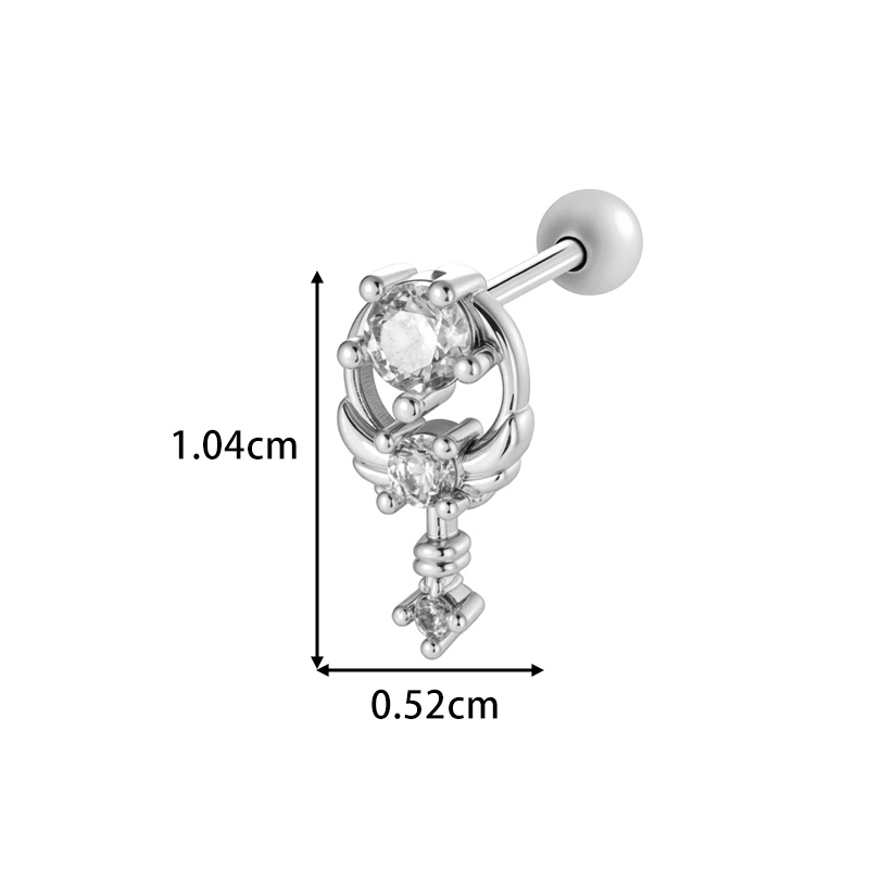 1 Boucle D'Oreille Piercing En Forme D'Ailes En Cuivre Couleur Or Et Zircon Image2
