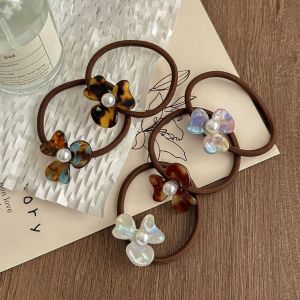 1 Élastique À Cheveux En Acétate Pour Femme, Série Simple, Motif Floral Rétro Dégradé De Couleurs h5 Image3
