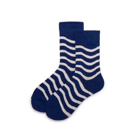 1 paire de chaussettes mi-mollet classiques à rayures en coton pour femme