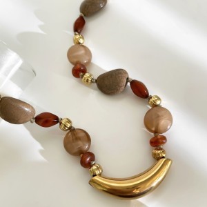 Collier De Perles En Résine Et Pierre Naturelle, 1 Pièce h5 Image5