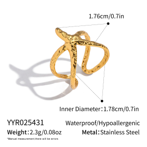 Bague Tendance En Acier Inoxydable Doré, 1 Pièce, Motif Étoile De Mer h5 