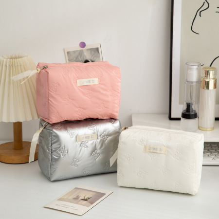 Trousse de maquillage simple et décontractée en PU pour femme, couleur unie, 1 pièce