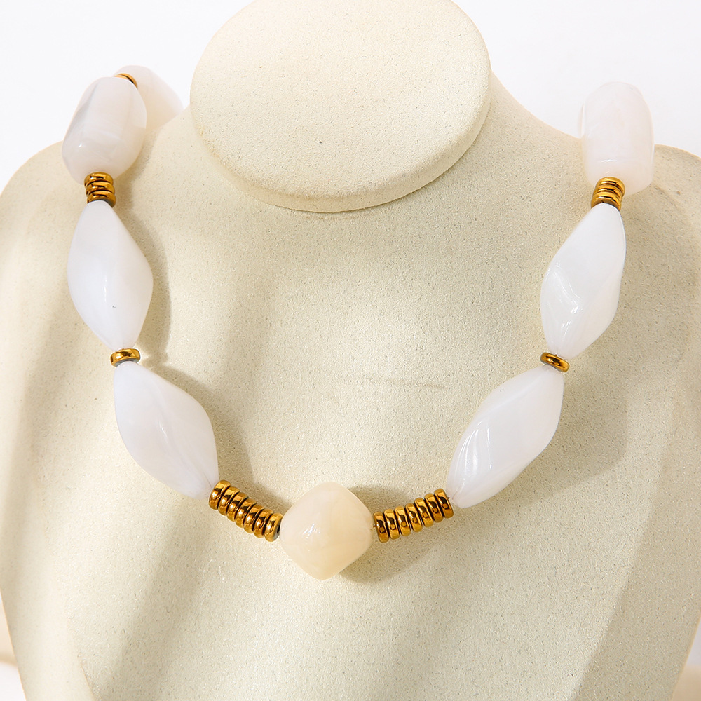 Collier De Perles Classique En Acrylique Doré Pour Femme, 1 Pièce Image4
