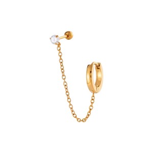 Boucle D'Oreille Simple En Forme D'Étoile Et De Cercle, Couleur Or Et Zircone h5
