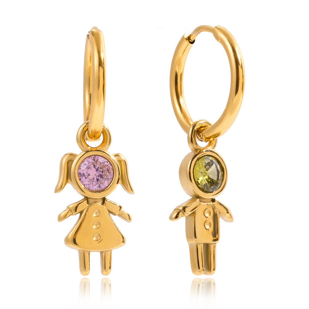 Boucles D'Oreilles Pendantes Romantiques Pour Enfants, En Acier Inoxydable, Étanches, Couleur Or, Avec Zircon, Pour Femmes Et Enfants (1 Paire). 