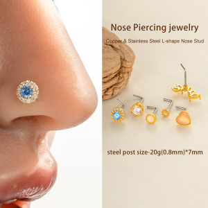 1 Pièce De Piercing De Nez En Zircon Couleur Cuivre Doré h5 Image4
