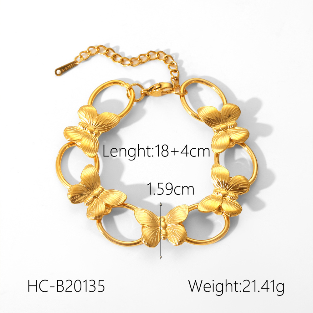 Ensemble De Colliers Pour Femmes, 1 Pièce, En Acier Inoxydable Étanche, Couleur Or, Motif Papillon Image2