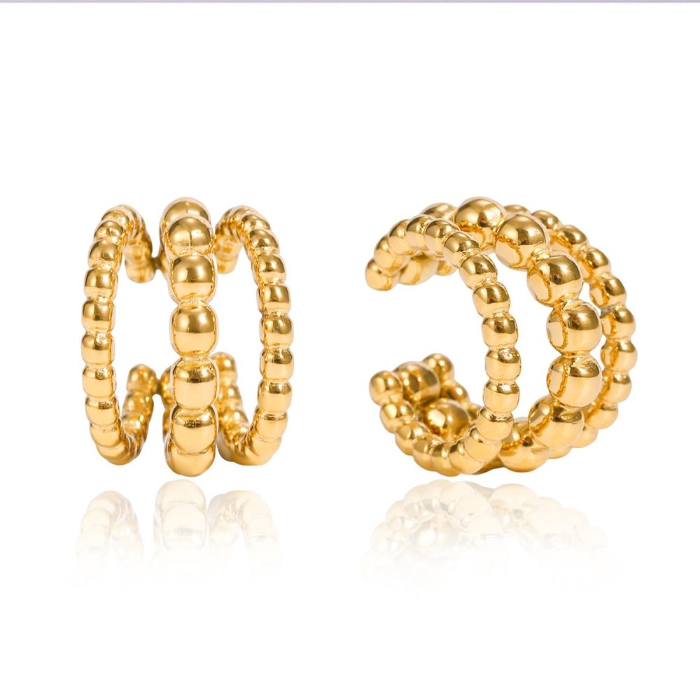 Boucle D'Oreille Minimaliste Ronde En Acier Inoxydable Étanche Couleur Or Pour Femme (1 Pièce) 