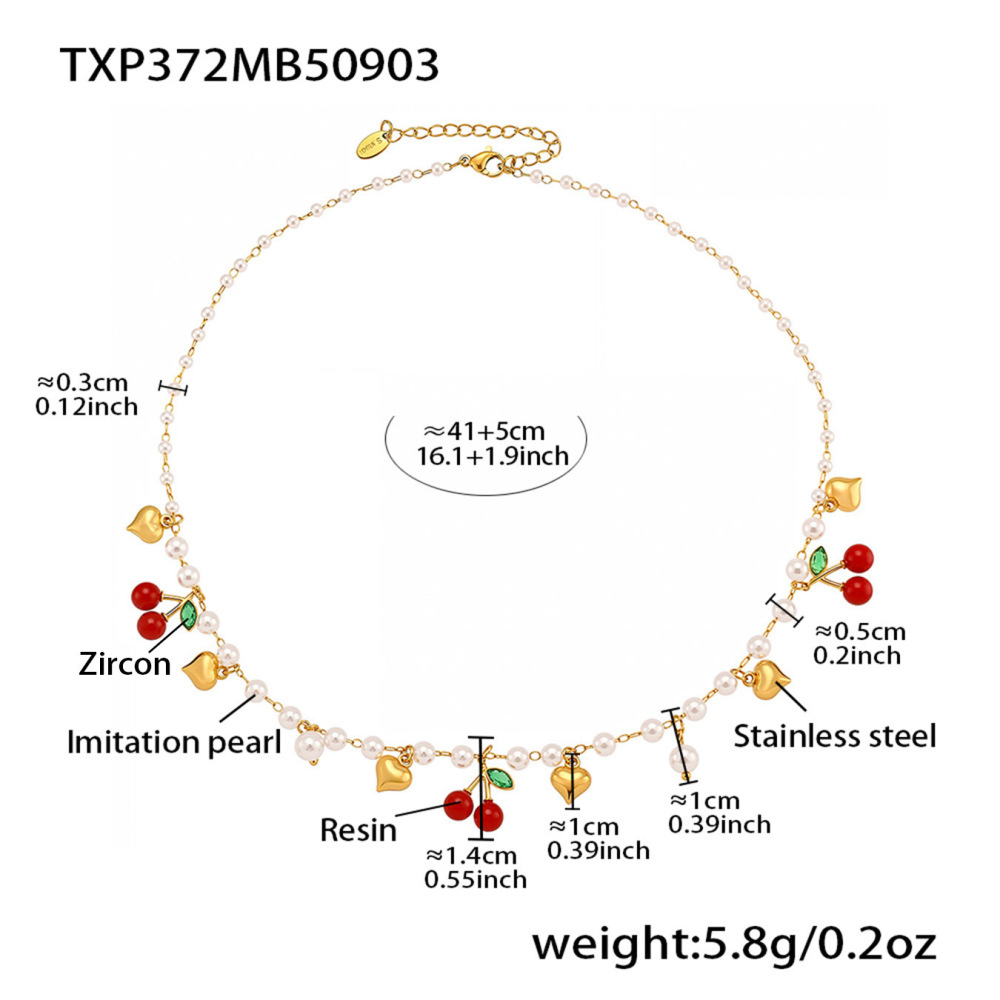 Ensembles De Bijoux Fantaisie Pour Femmes En Acier Inoxydable, Couleur Or, Motif Cœur Et Cerise 