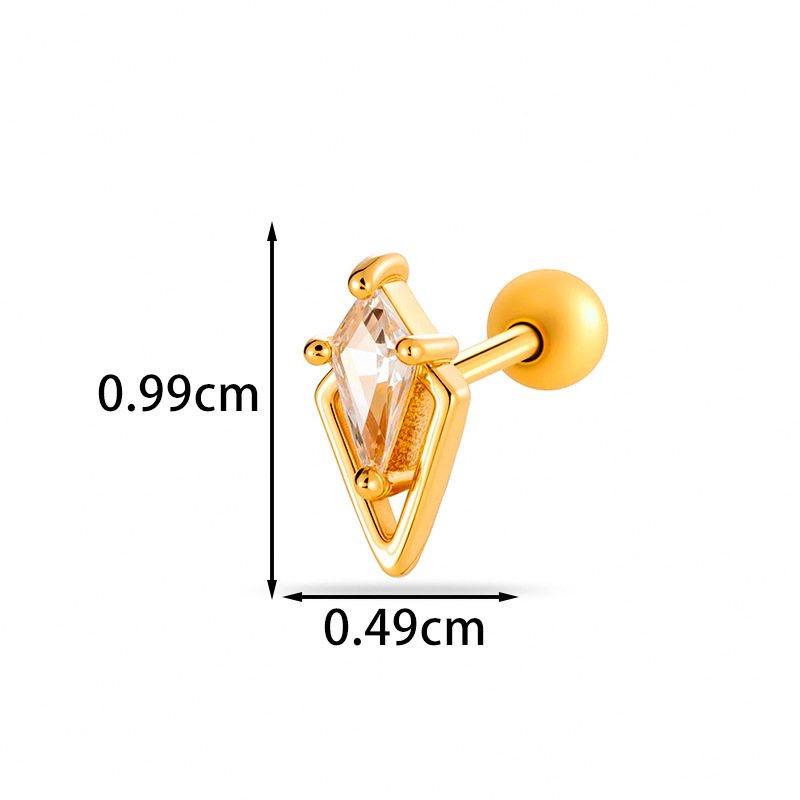 Boucles D'Oreilles Percées Exquises En Forme De Cœur, Couleur Cuivre Et Or, Zircone Cubique, Pour Femme, 1 Pièce Image2