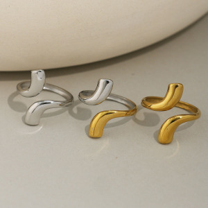 Bague Femme Simple, Forme Irrégulière, En Acier Inoxydable Étanche h5 Image6