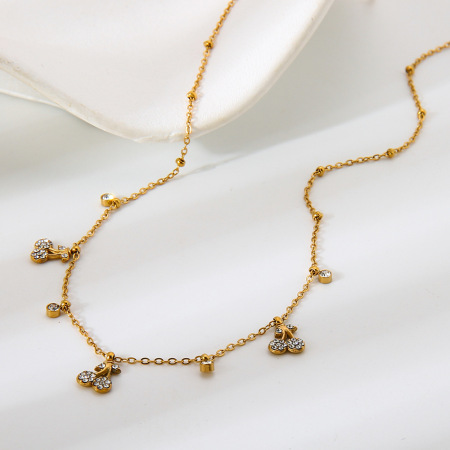 Collier pendentif femme luxueux et élégant en acier inoxydable étanche, orné d'un fruit (1 pièce)