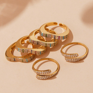 Bague Pour Femme En Acier Inoxydable Doré, Ornée D'Un Zircon Et D'Un Cœur Coloré (1 Pièce). h5 Image2