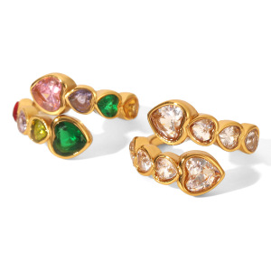 Bague Pour Femme En Acier Inoxydable Doré, Élégante Et Luxueuse, De Forme Irrégulière, Étanche, Ornée D'Un Zircon. h5 Image6