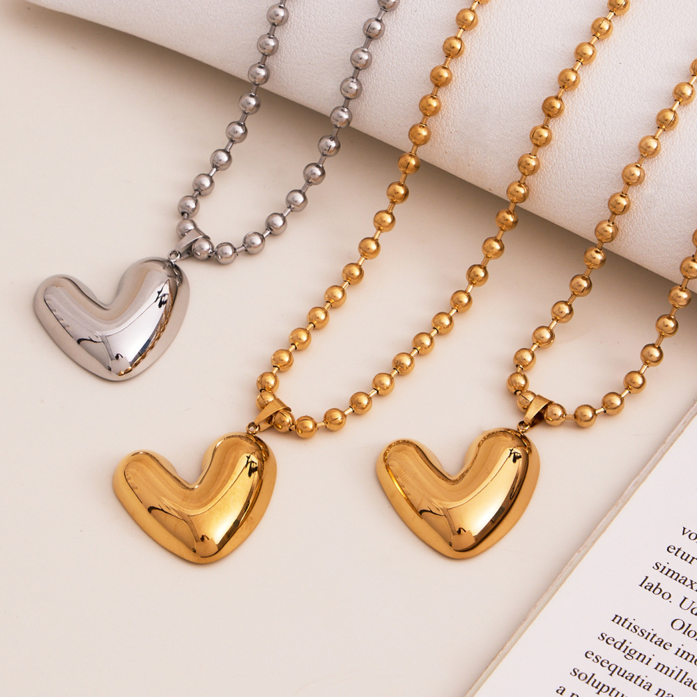Collier Pendentif Minimaliste En Forme De Cœur, En Acier Inoxydable Étanche, Couleur Or, Pour Femme Image3