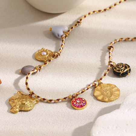 Collier pendentif femme étanche en acier inoxydable, motif animal, collection ethnique (1 pièce) 2