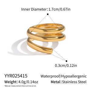 Bague Minimaliste En Acier Inoxydable Doré, De Forme Irrégulière Et Étanche (1 Pièce). h5 