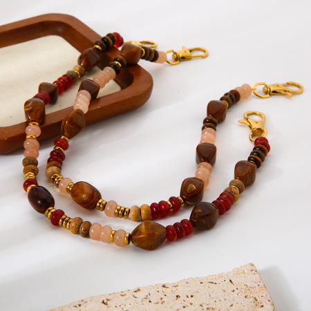 Collier De Perles Rétro Classique En Acrylique Couleur Or Pour Femme, 1 Pièce