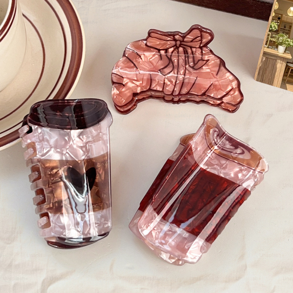 1 Pièce De Pince À Cheveux Sweet Cut Croissant Coffee Cup Pour Femmes h5Image3