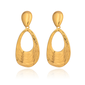 Boucles D'Oreilles Pendantes Rondes En Acier Inoxydable Étanche, Couleur Or (1 Paire) h5 Image4