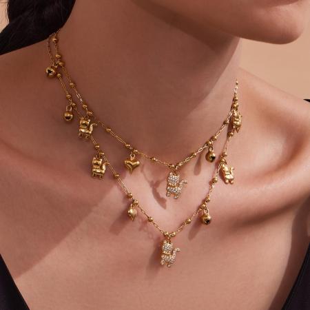 Ensembles de bijoux délicats et mignons pour femmes, en acier inoxydable, étanches, couleur or et zircon, avec motif chaton. 2