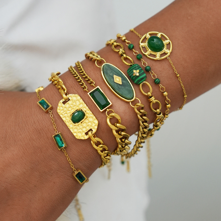 Bracelet chaîne femme rétro en acier inoxydable, couleur or, étanche, forme irrégulière (1 pièce).
