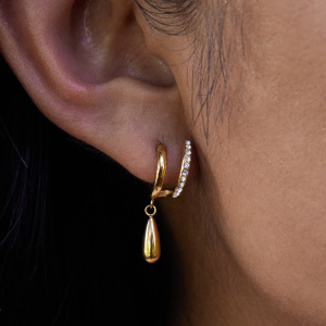 1 Paire De Magnifiques Boucles D'Oreilles Pendantes En Acier Inoxydable Couleur Or Et Zircon Pour Femme h5 Image5
