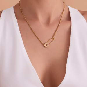 Colliers Pendentifs Pour Femmes Avec Trombone Quotidien En Acier Inoxydable Étanche Couleur Or h5 Image3