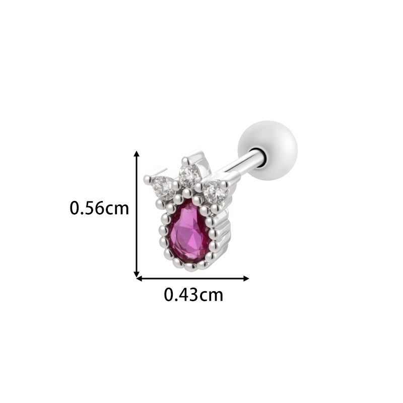 1 Boucle D'Oreille Piercing En Forme D'Étoile En Cuivre Couleur Or Et Zircon Image2